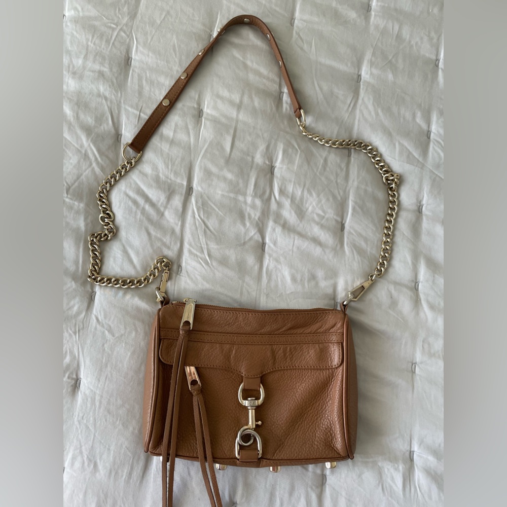 Rebecca Minkoff Tan Leather Topzip Crossbody Bag
